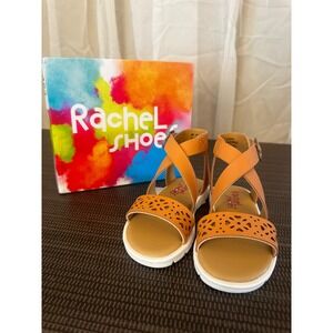 Rachel Kids Lil Jessica Tan Laser Cut Crisscross Sandals Toddler Girls Size 8M